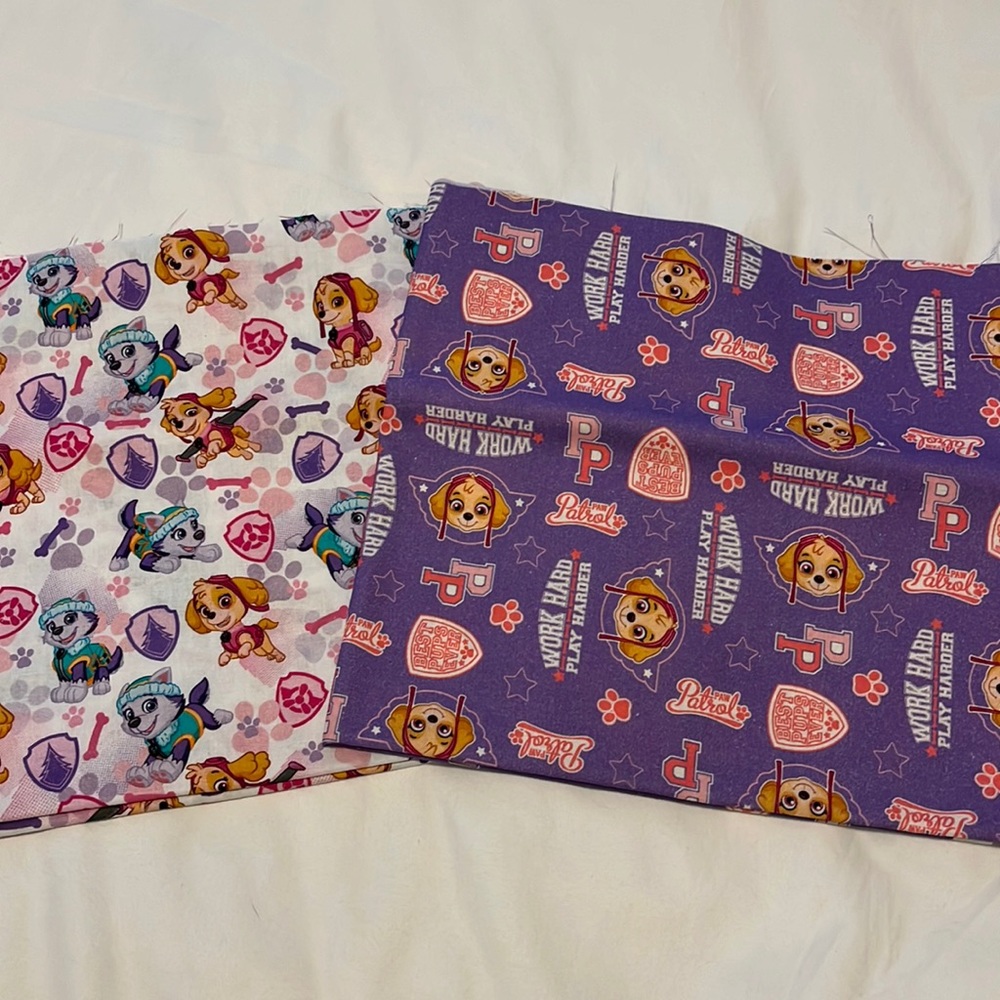 Pink and purple Paw Patrol cotton fabric